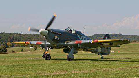 Hawker Hurricane Mk2B G-HIII XP-L OTT 2013 06. Photo: Julian Herzog (Website), CC BY 4.0, via Wikimedia Commons.