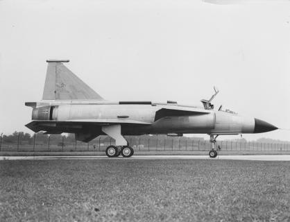 Saab 37 Viggen 37-1 (37301) 001. Photo: Saab AB / Swedish Air Force Museum, CC0, via Wikimedia Commons.